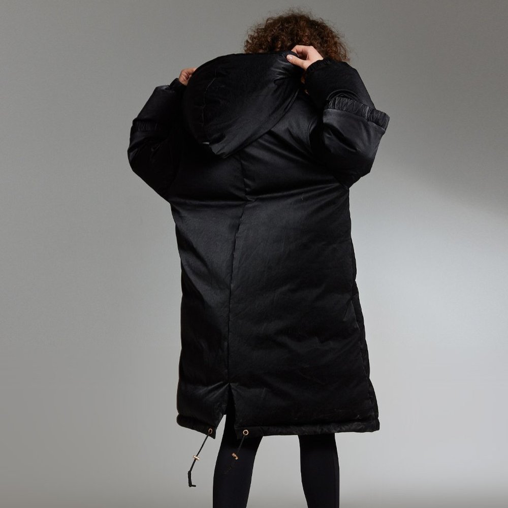 Hooded Down Jacket with Drawstring Hem - Picture 3 of 4